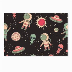 Space Pattern Cartoon Postcards 5  X 7  (pkg Of 10) by Jancukart