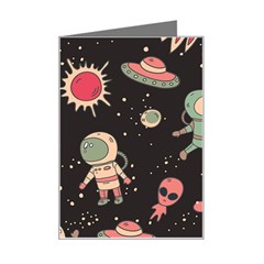 Space Pattern Cartoon Mini Greeting Card by Jancukart