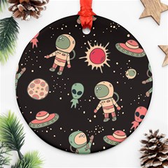 Space Pattern Cartoon Round Ornament (two Sides)