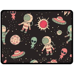 Space Pattern Cartoon One Side Fleece Blanket (large)