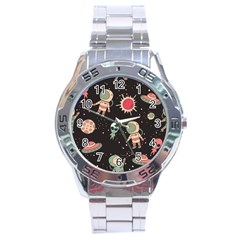 Space Pattern Cartoon Stainless Steel Analogue Watch by Jancukart