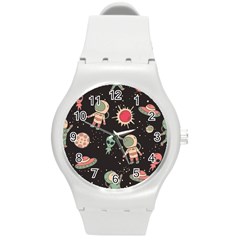 Space Pattern Cartoon Round Plastic Sport Watch (m)