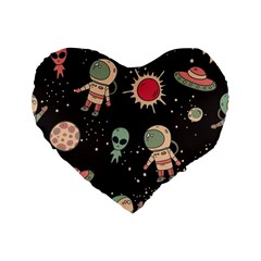 Space Pattern Cartoon Standard 16  Premium Heart Shape Cushions