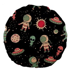 Space Pattern Cartoon Large 18  Premium Flano Round Cushions