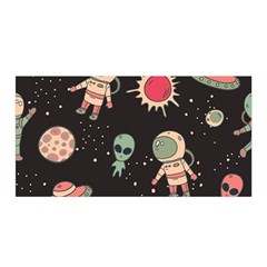 Space Pattern Cartoon Satin Wrap 35  X 70  by Jancukart