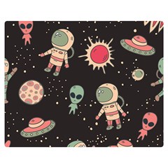 Space Pattern Cartoon One Side Premium Plush Fleece Blanket (medium) by Jancukart