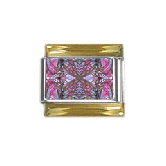 Charcoal Pink Repeats Iv Gold Trim Italian Charm (9mm)