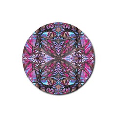 Charcoal Pink Repeats Iv Rubber Coaster (round) by kaleidomarblingart