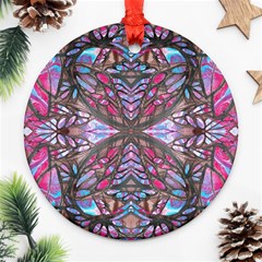 Charcoal Pink Repeats Iv Round Ornament (two Sides) by kaleidomarblingart