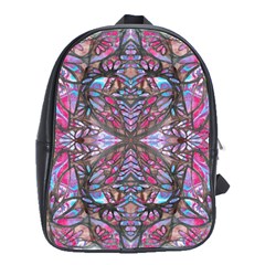 Charcoal Pink Repeats Iv School Bag (large) by kaleidomarblingart