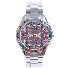 Charcoal Pink Repeats Iv Stainless Steel Analogue Watch by kaleidomarblingart