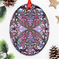 Charcoal Pink Repeats Iv Oval Filigree Ornament (two Sides) by kaleidomarblingart