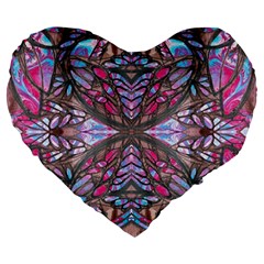 Charcoal Pink Repeats Iv Large 19  Premium Flano Heart Shape Cushions by kaleidomarblingart