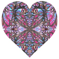 Charcoal Pink Repeats Iv Wooden Puzzle Heart by kaleidomarblingart