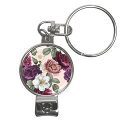 Roses Vintage Pattern Nail Clippers Key Chain by Valentinaart