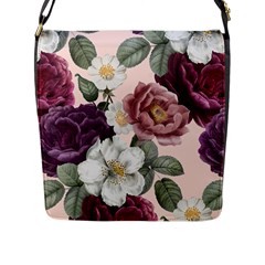 Roses Vintage Pattern Flap Closure Messenger Bag (l) by Valentinaart