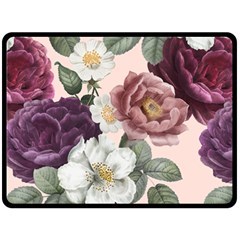 Roses Vintage Pattern Fleece Blanket (large) by Valentinaart