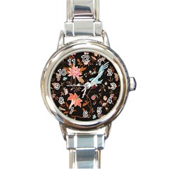 Vintage Floral Pattern Round Italian Charm Watch by Valentinaart