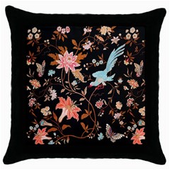 Vintage Floral Pattern Throw Pillow Case (black) by Valentinaart