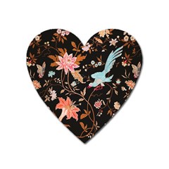 Vintage Floral Pattern Heart Magnet by Valentinaart