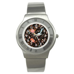 Vintage Floral Pattern Stainless Steel Watch