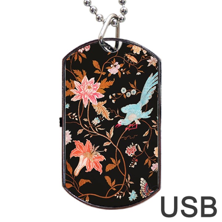 Vintage Floral pattern Dog Tag USB Flash (Two Sides)