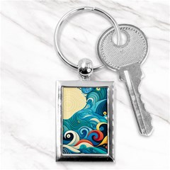 Waves Ocean Sea Abstract Whimsical (2) Key Chain (Rectangle)