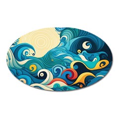 Waves Ocean Sea Abstract Whimsical (2) Oval Magnet by Jancukart