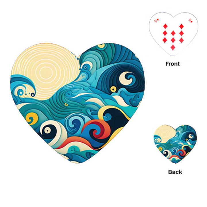 Waves Ocean Sea Abstract Whimsical (2) Playing Cards Single Design (Heart)