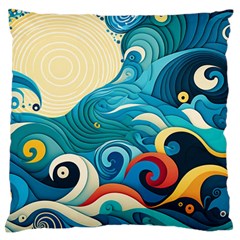 Waves Ocean Sea Abstract Whimsical (2) Standard Premium Plush Fleece Cushion Case (two Sides) by Jancukart