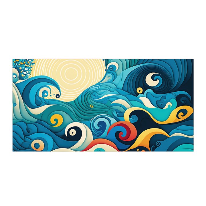 Waves Ocean Sea Abstract Whimsical (2) Satin Wrap 35  x 70 