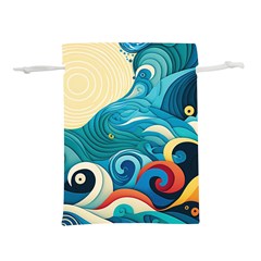 Waves Ocean Sea Abstract Whimsical (2) Lightweight Drawstring Pouch (S)