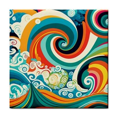 Wave Waves Ocean Sea Abstract Whimsical Tile Coaster