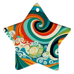 Wave Waves Ocean Sea Abstract Whimsical Ornament (star) by Jancukart