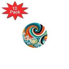 Wave Waves Ocean Sea Abstract Whimsical 1  Mini Magnet (10 Pack) 