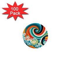 Wave Waves Ocean Sea Abstract Whimsical 1  Mini Buttons (100 Pack)  by Jancukart