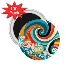 Wave Waves Ocean Sea Abstract Whimsical 2 25  Magnets (100 Pack)  by Jancukart