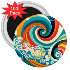 Wave Waves Ocean Sea Abstract Whimsical 3  Magnets (100 Pack)