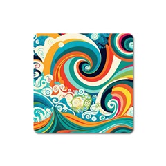 Wave Waves Ocean Sea Abstract Whimsical Square Magnet by Jancukart