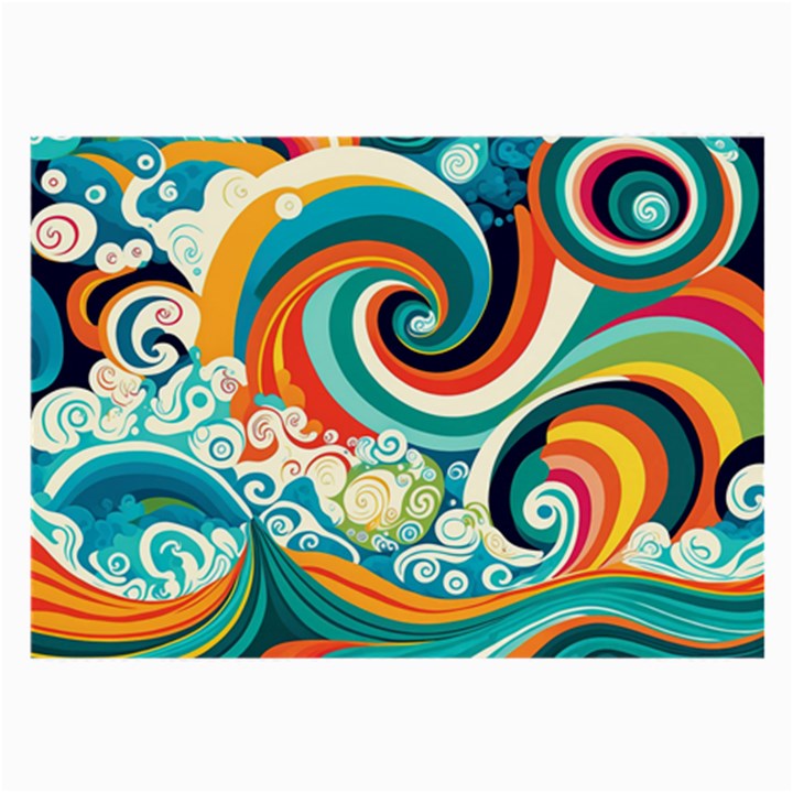 Wave Waves Ocean Sea Abstract Whimsical Large Glasses Cloth