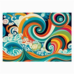 Wave Waves Ocean Sea Abstract Whimsical Large Glasses Cloth (2 Sides)