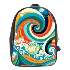 Wave Waves Ocean Sea Abstract Whimsical School Bag (large) by Jancukart