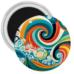 Wave Waves Ocean Sea Abstract Whimsical 3  Magnets