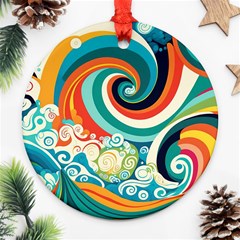 Wave Waves Ocean Sea Abstract Whimsical Ornament (round)