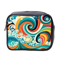 Wave Waves Ocean Sea Abstract Whimsical Mini Toiletries Bag (two Sides) by Jancukart