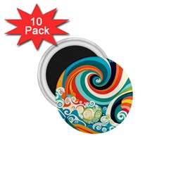 Wave Waves Ocean Sea Abstract Whimsical 1 75  Magnets (10 Pack) 