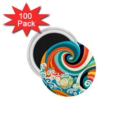 Wave Waves Ocean Sea Abstract Whimsical 1 75  Magnets (100 Pack)  by Jancukart