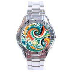 Wave Waves Ocean Sea Abstract Whimsical Stainless Steel Analogue Watch