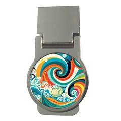 Wave Waves Ocean Sea Abstract Whimsical Money Clips (round)  by Jancukart