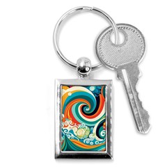 Wave Waves Ocean Sea Abstract Whimsical Key Chain (rectangle)